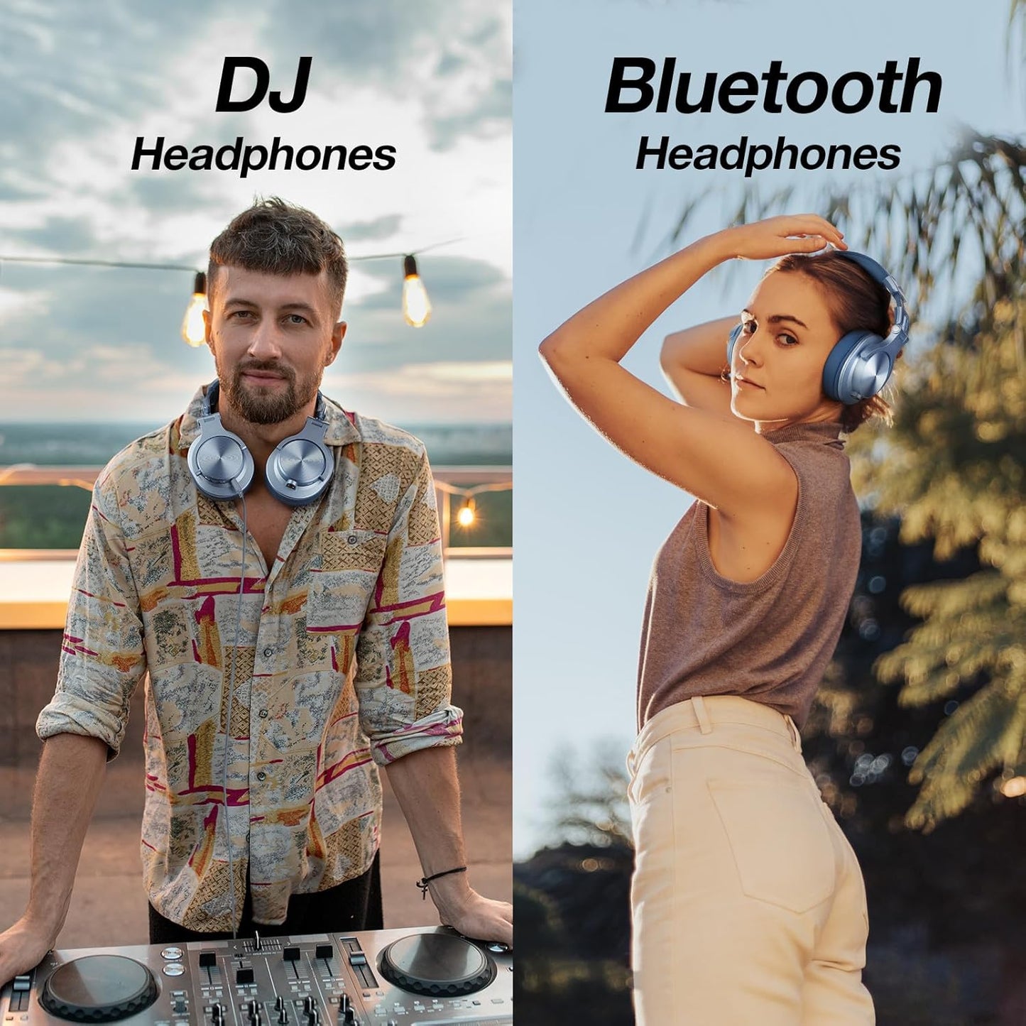 OneOdio A70 Bluetooth Over Ear Headphones, Wireless Headphones w/ 72H Playtime, Hi-Res, 3.5mm/6.35mm Wired Audio Jack for Studio Monitor & Mixing DJ Guitar AMP, Computer Laptop PC Tablet - Sky Blue