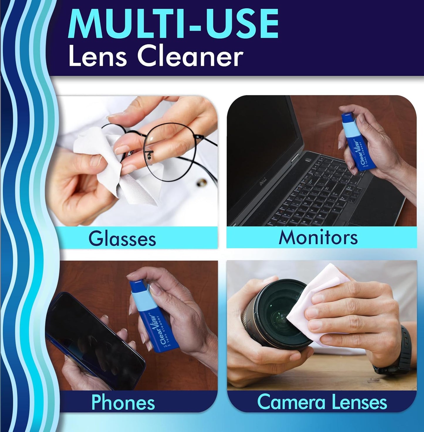 Portable Lens Cleaner Kit – Travel Size with Premium Cleaning Solution, Refillable Spray + Microfiber Cloth, Safe for All Lenses, Compact & On-The-Go