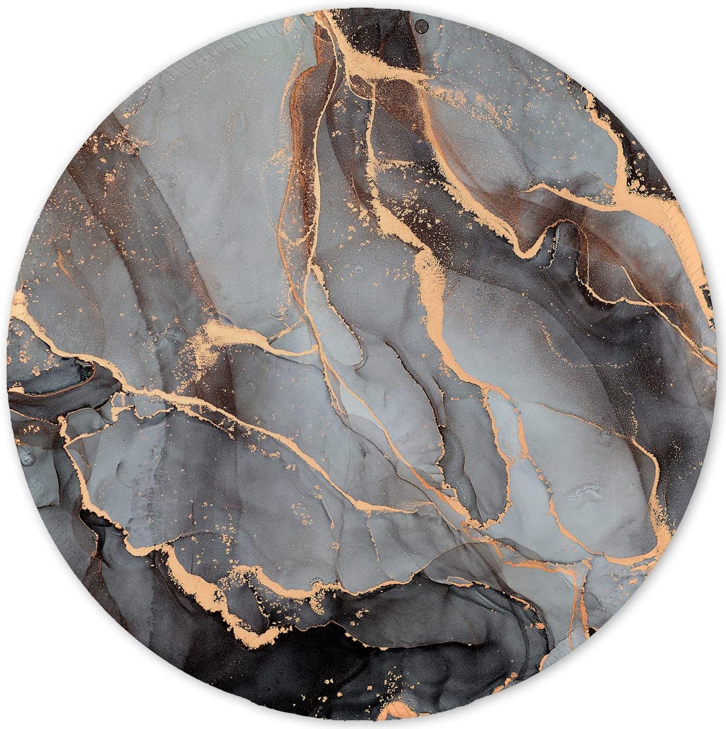 ITNRSIIET Round Mouse Pad with Stitched Edge Premium-Textured Waterproof Non-Slip Rubber Base Desktop Protection Mat Diameter 8.7 inches, Black Grey Marble