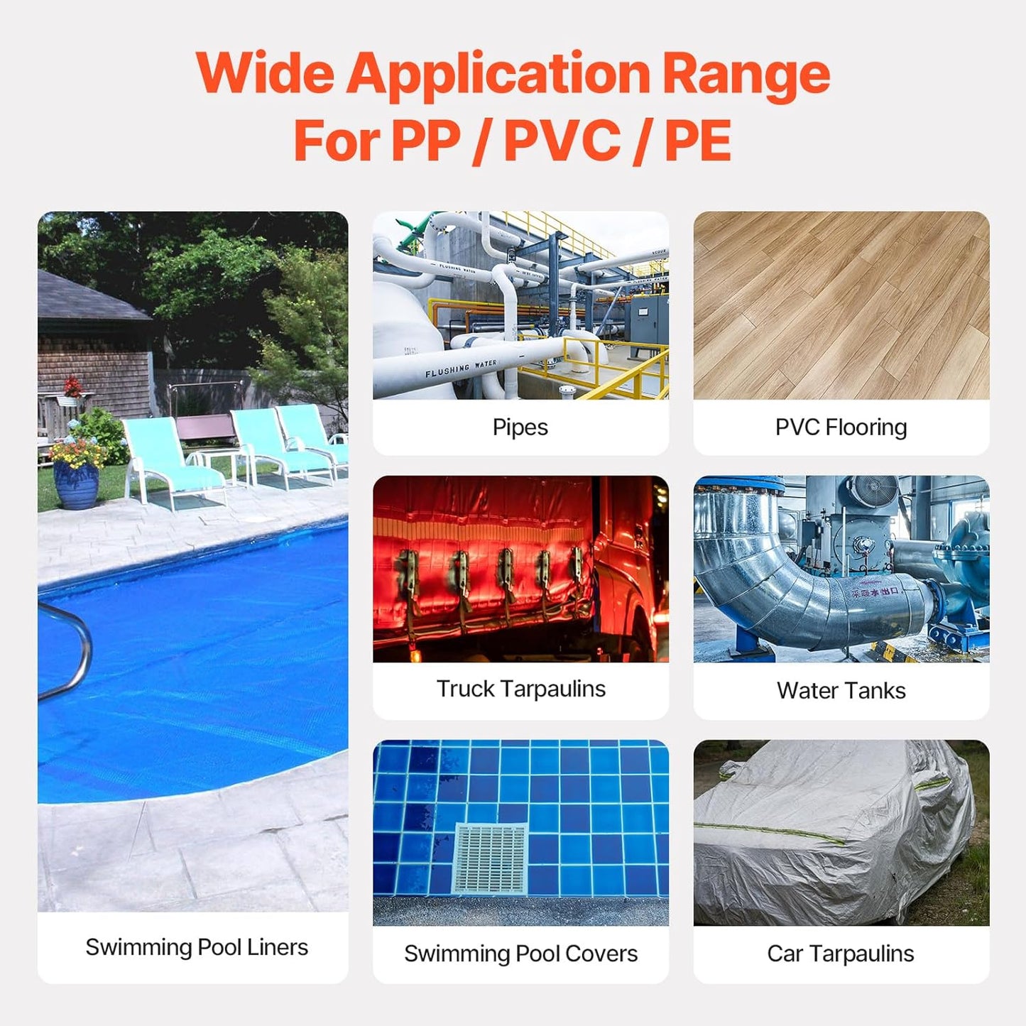 VEVOR Hot Air Plastic Welder, 1600W Hot Air Torch Pistol, 122-1112℉ PVC TPO Vinyl Heat Gun Welding Torch, Plastic Welding Roofing Kit with 2 Nozzles, Silicone & Copper Seam Roller for PP/PE/PVC Sheet