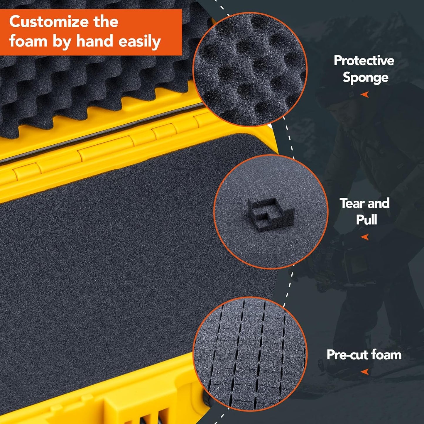 Lykus HC-3310 Waterproof Hard Case with Customizable Foam Insert, Interior Size 12.99x8.27x5.31 in, Suitable for pistol,camera,lens,drone,mic,flashlight,telescope,action cam,electronics,tools,and more