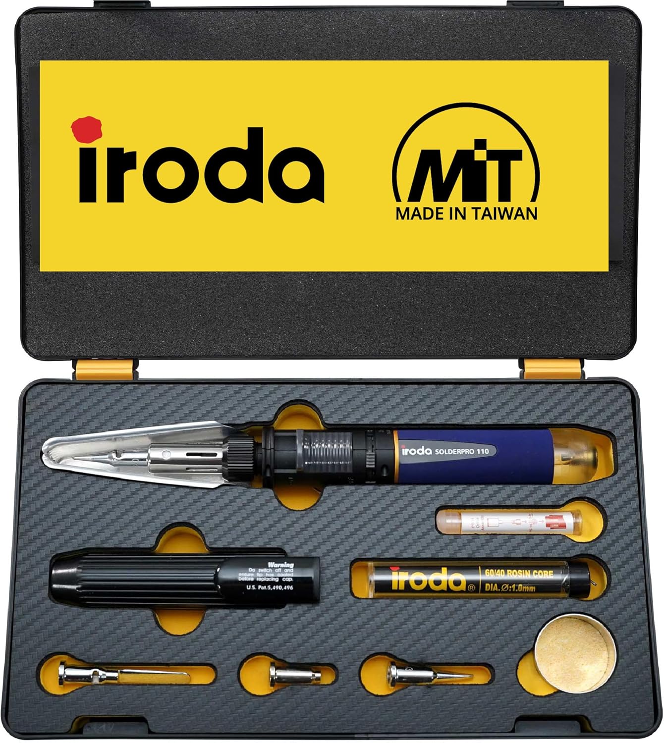 IRODA SolderPro 110 Cordless Butane Soldering Iron Kit, 115 MIns Run Time, Rapid Heat Up, Professional Set With Tips & Sturdy Tool Case (No Butane Included)