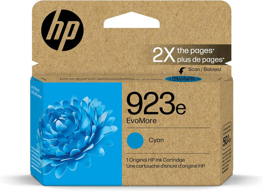 HP 923e EvoMore High Yield Cyan Ink Cartridge | Works OfficeJet 8120 Series, OfficeJet Pro 8130 Series | Carbon Neutral | 4K0T4LN
