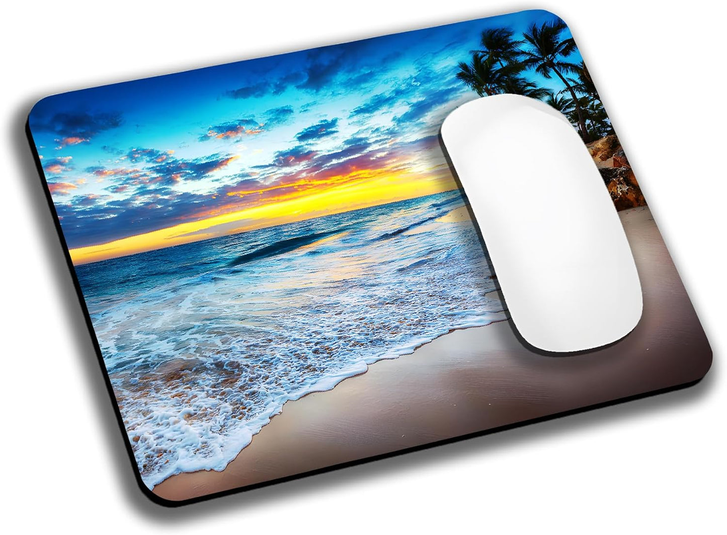 Sunset Beach Wave Mouse Pads for Desk, Portable Wireless Computer Mouse pad Small Design with Women, Non-Slip Rubber Base Laptop Mousepad 9.5" x 7.9" Smooth Surface for Office & Travel
