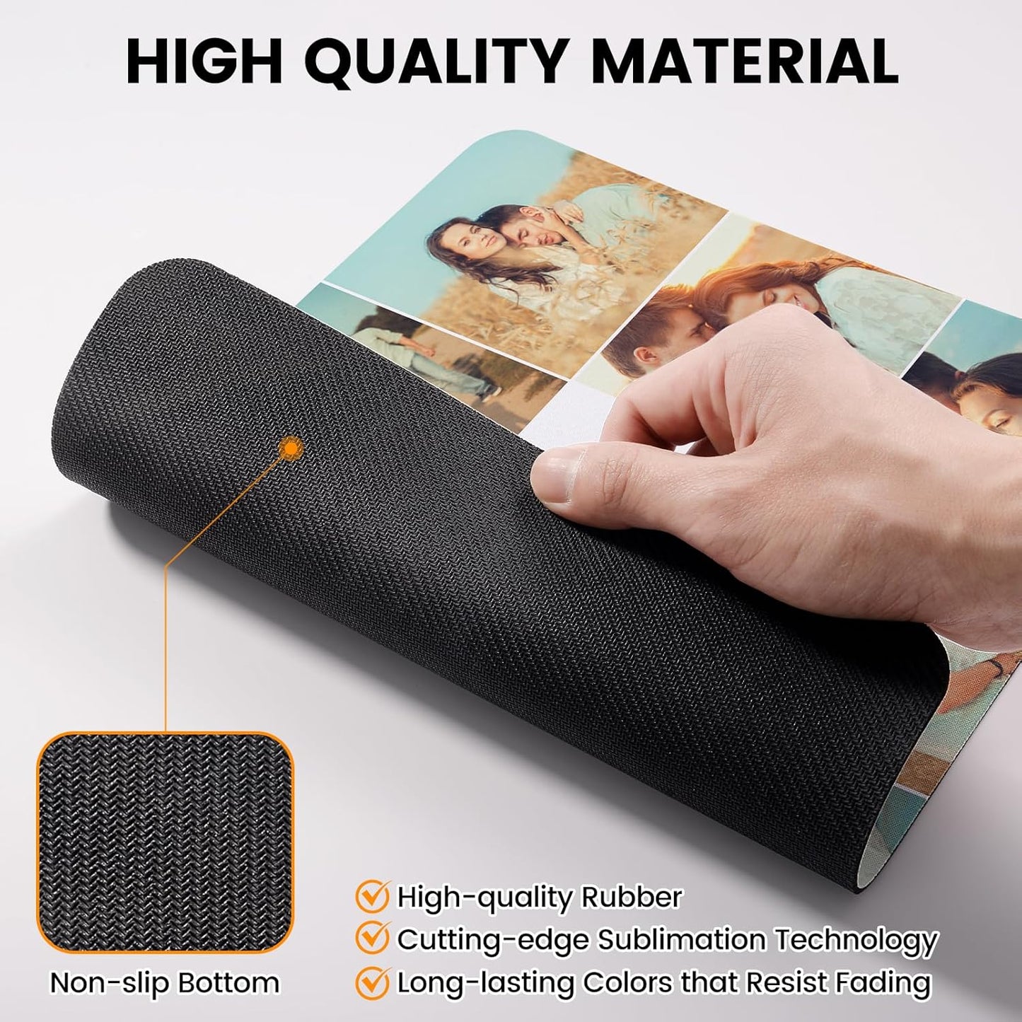 Custom Mouse Pad, Personalized Mouse Pad with Photo & Text, Neoprene Mouse Mat for Laptop Computer Office Desk, Mousepad Small with Anti-Slip Rubber Base