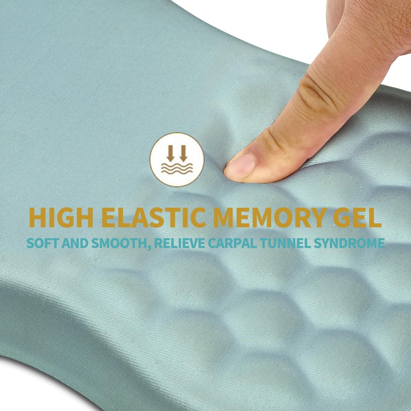 Hokafenle Ergonomic Mouse Pad Wrist Support with Massage Design, Wrist Rest Pain Relief Mousepad with Memory Foam&Non-Slip PU Base, Mouse Pads for Wireless Mouse & Desk (12x8 inch,Light Blue)