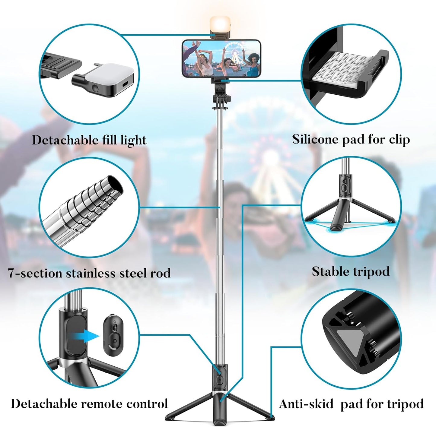 Portable 41 Inch Selfie Stick Phone Tripod with Wireless Remote Extendable Tripod Stand 360 Rotation Compatible with iPhone 14 13 12 11 pro Xs Max Xr X 8 7 6 Plus, Android Samsung Smartphone