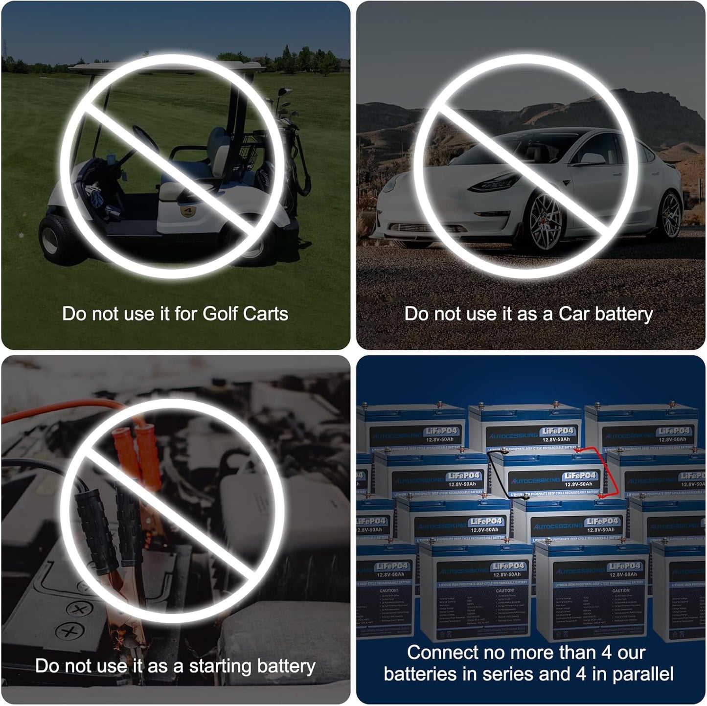 12V 50Ah LiFePO4 Battery, Built in BMS Rechargeable Lithium Battery with Low-Temp Protection, 4000+ Deep Cycles Perfect for Camping, Solar, Boat, Backup Power (2 Packs)