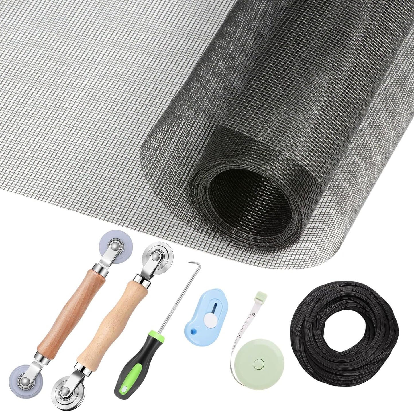 Window Screen Repair Kit - 59" x 106" Screen Door Replacement Fiberglass Screen Mesh with All Screen Tools for Sliding Door and Patio Screen Door Replacement, TOOLTRIZ