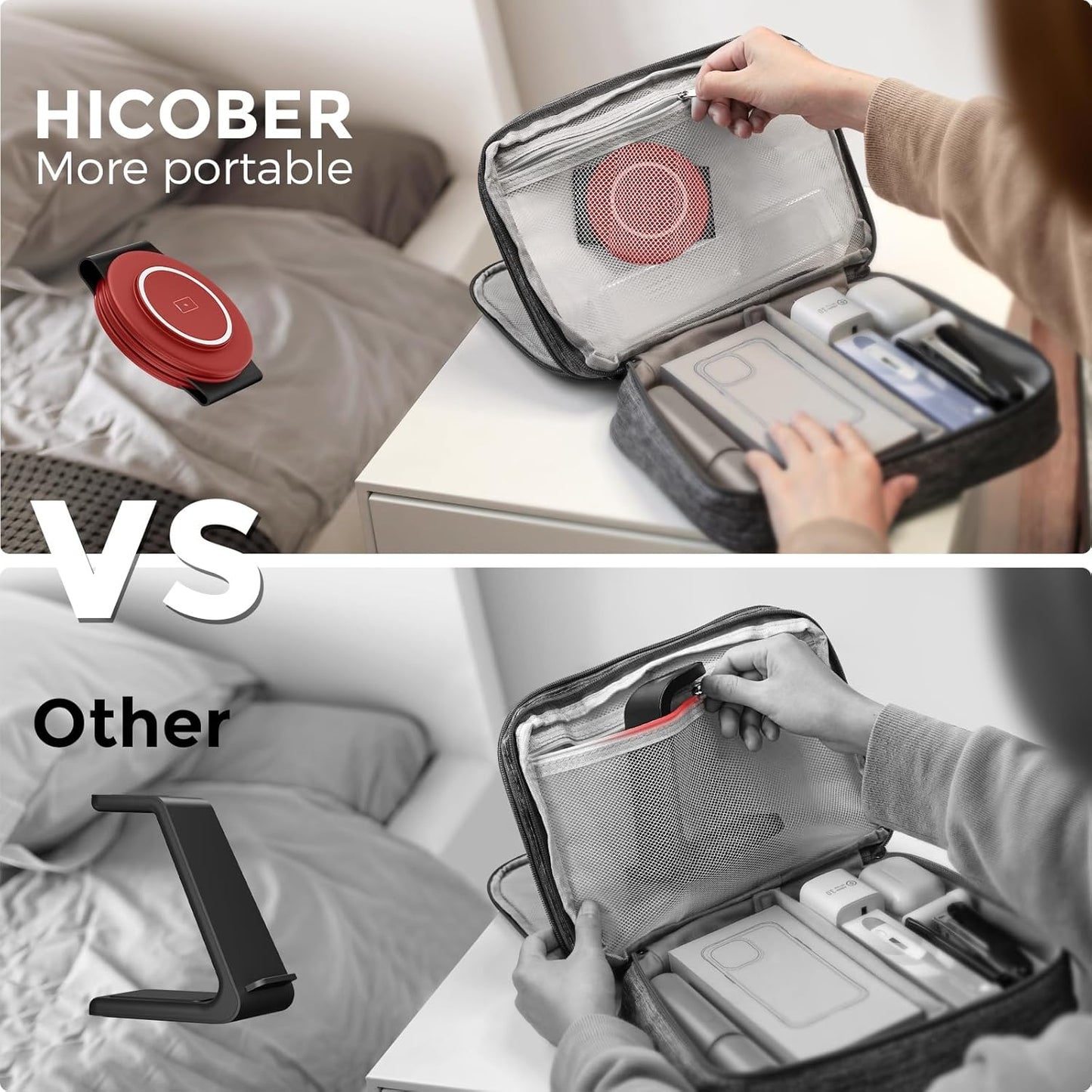 Hicober 3 in 1 Wireless Charging Station for Apple Watch and iPhone 16 15 14 13 12 Pro/Max/Plus, 3 in 1 Magnetic Foldable Wireless Travel Charger Station Stand for Airpods iWatch All Series Dark Red