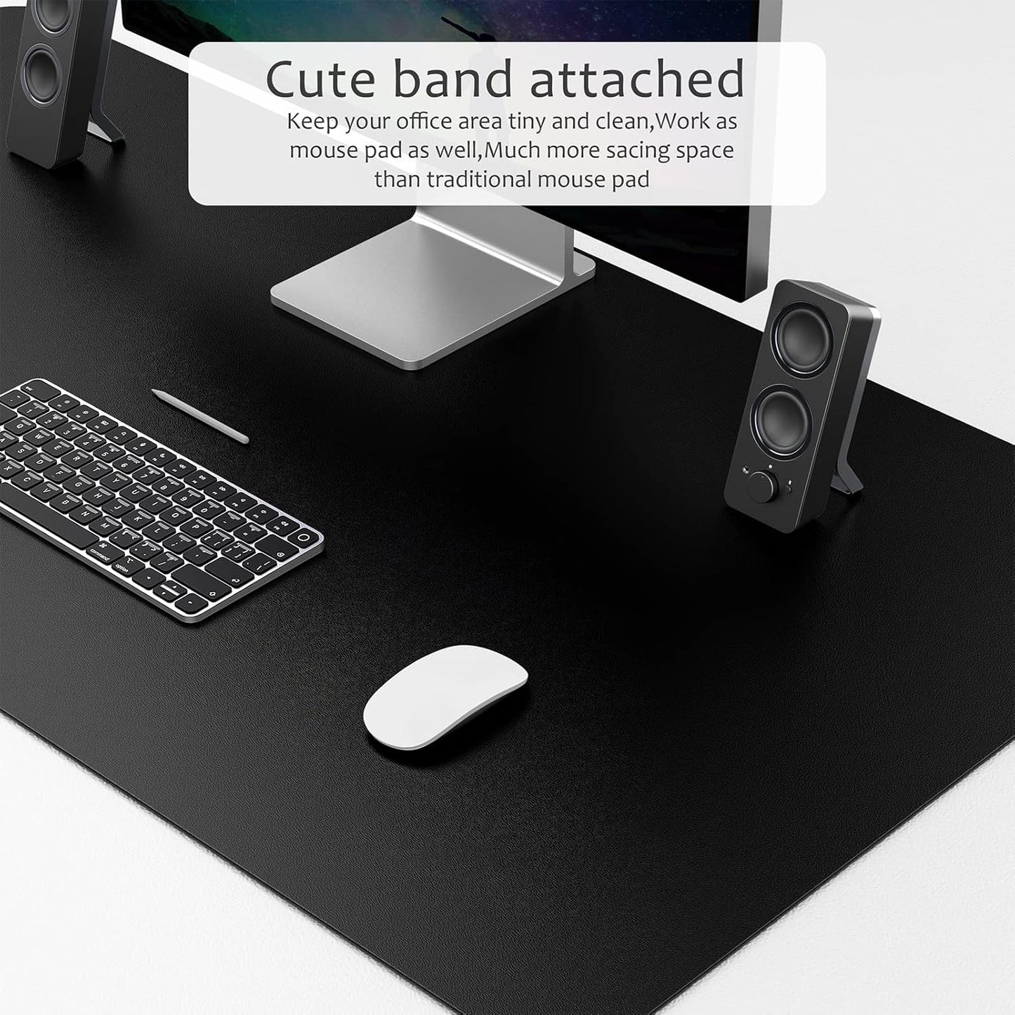 Dual-Sided Multifunctional Desk Pad, 47.2" x 23.6" Desk Mat, Waterproof Desk Blotter Protector, Leather Desk Wrting Mat for Office and Home (47.2" x 23.6", Black)