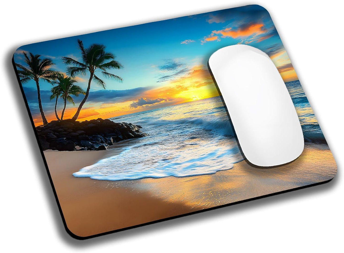 Sunset Beach Mouse Pads for Desk, Portable Wireless Computer Mouse pad Small Design with Women, Non-Slip Rubber Base Laptop Mousepad 9.5" x 7.9" Smooth Surface for Office & Travel