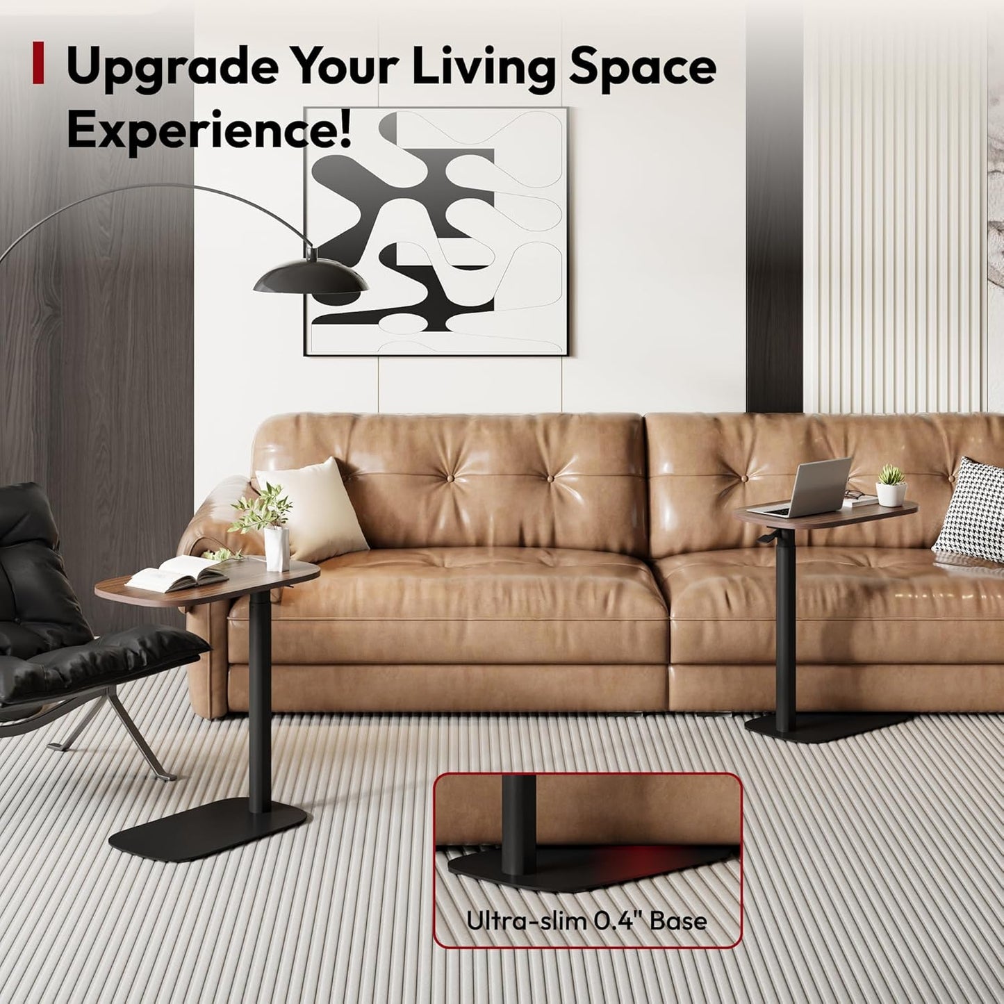 SANODESK Adjustable Overbed Bedside Table Pneumatic Adjustable Height Laptop Computer Standing Desk Cart with Tray, Hospital and Home Use(23.6" W x 13.8" D, Walnut)