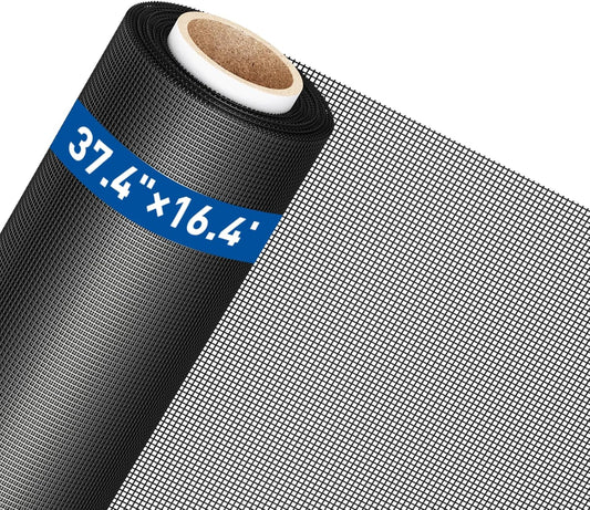 MAGZO Window Screen Replacement Mesh Roll, 37.4in × 16.4ft Invisible Upgraded 107g/m² Heavy Duty Fiberglass Screen Mesh for Sliding Doors Repair Kit, Well Ventilated Ideal for, Patio & DIY Projects
