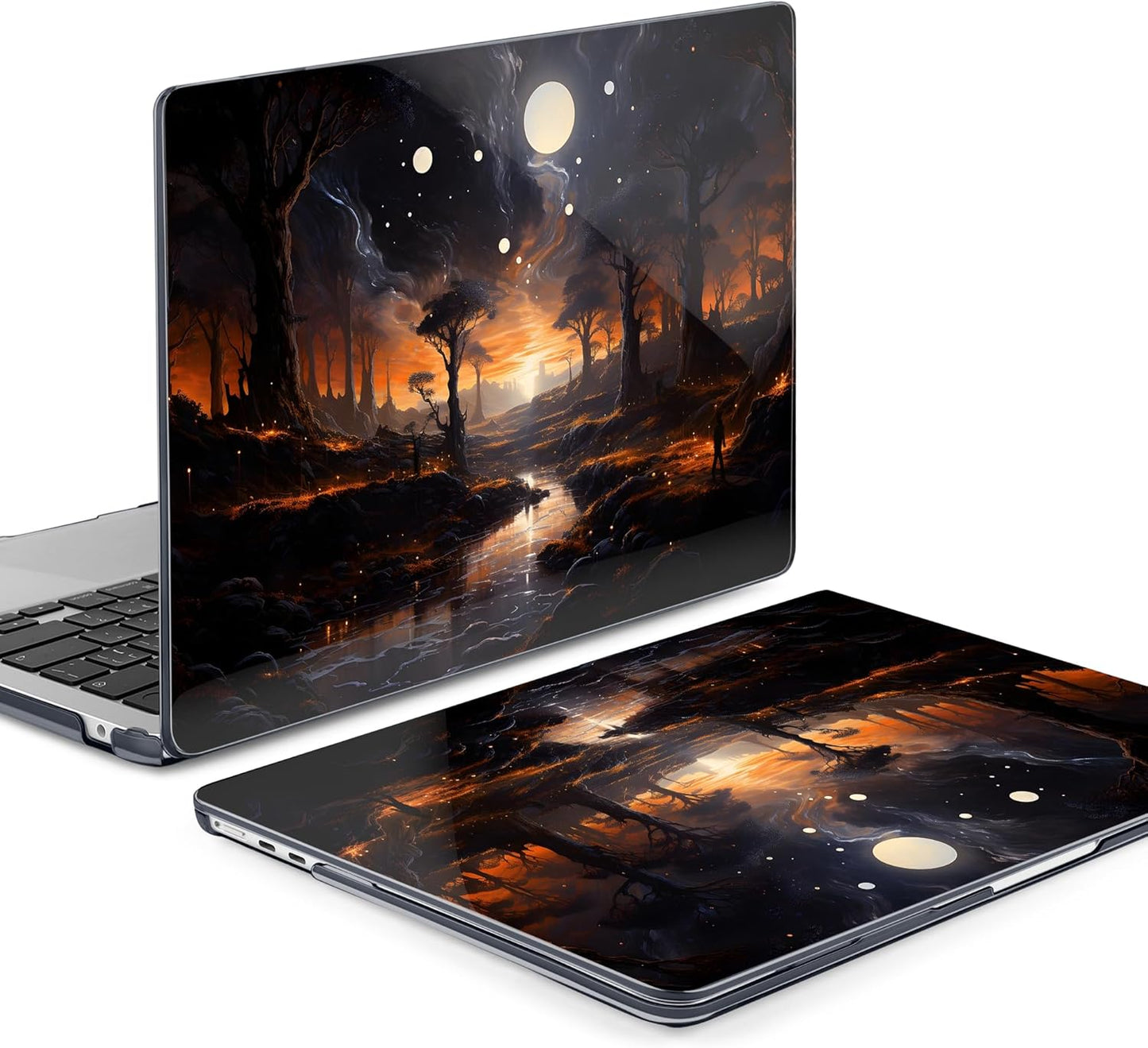 MEEgoodo Case for M4/M3/M2 MacBook Air 13.6 inch Case 2025 2024 2022, Fit Model A3240/A3113/A2681, Laptop Hard Shell with Keyboard Cover Compatible with MacBook Air 13 inch, Fantasy Night Landscape