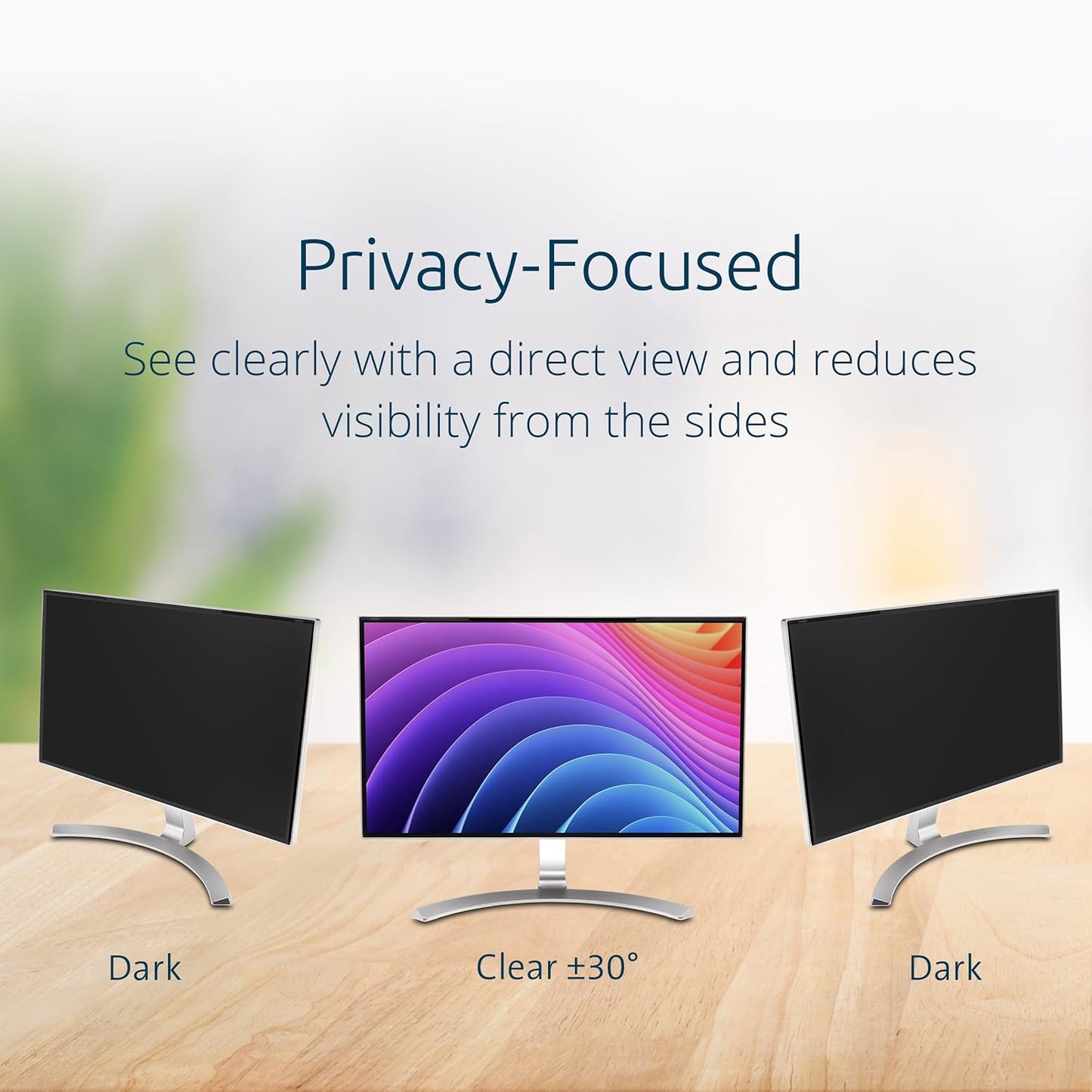 Kensington MagPro 23.8 Inch Magnetic Computer Privacy Screen for Desktop, Removable 16:9 Computer Privacy Filter, Anti-Glare Blue Ray Reduction, Compatible with Slim Bezel Monitors, K55421WW