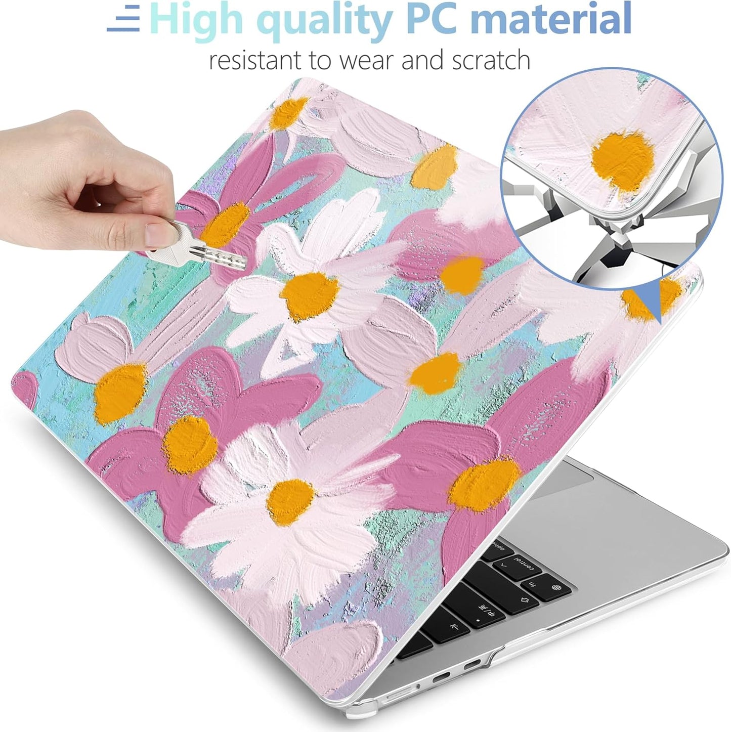 MEEgoodo Case for MacBook Air M4/M3/M2 13.6 inch 2025 2024 2022, Fit Model A3240 A3113 A2681, Compatible with MacBook Air 13 inch, Laptop Hard Shell Case with Keyboard Cover, Art Plants Floral