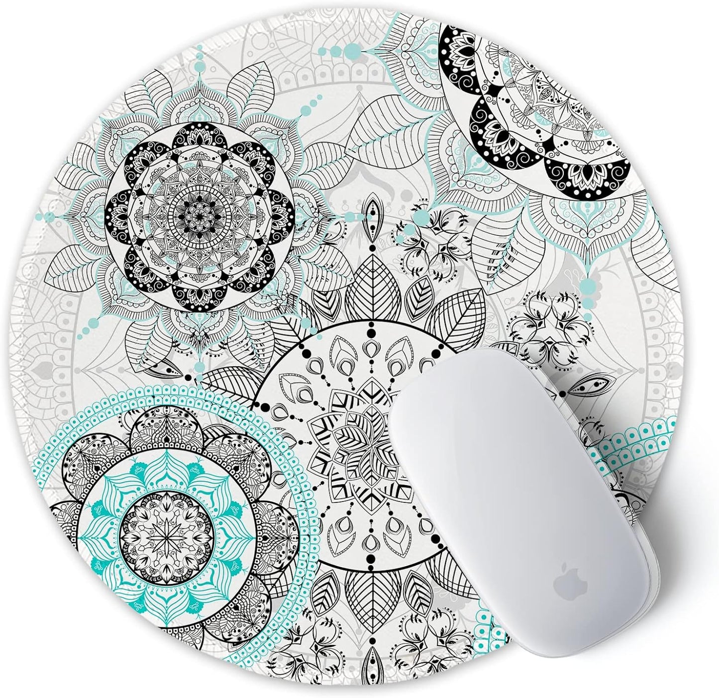 ITNRSIIET Round Mouse Pad with Stitched Edge Premium-Textured Waterproof Non-Slip Rubber Base Desktop Protection Mat Diameter 8.7 inches, Mandala Flowers