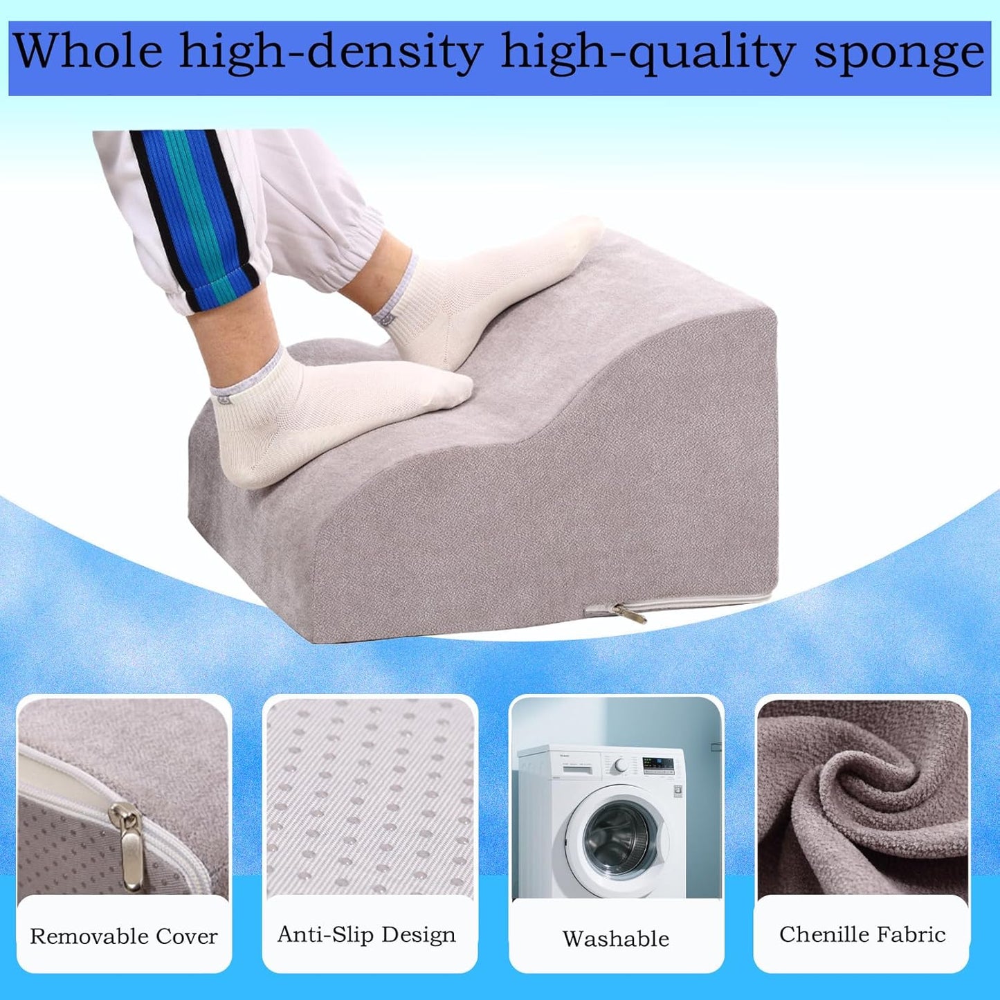 Foot Rest for Under Desk at Work.Multifunctional 3-Tier Foot Stool,with Washable Footrest.for Under Desk,Office Chair Gaming Chair & Sofa,Leg Elevation Pillow,Supports Posture-Light Grey