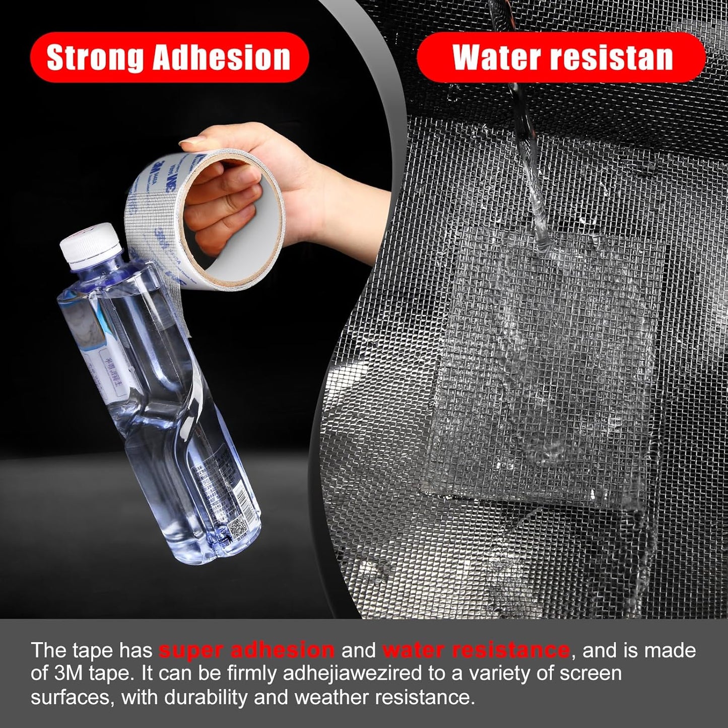 Super Strong Adhesion Screen Repair Tape Replacement Kit, Made of 3M, Screen Tape Mesh Repair for Window Screen and Screen Door Tears Holes, Grey 1.97In X 6.57Ft