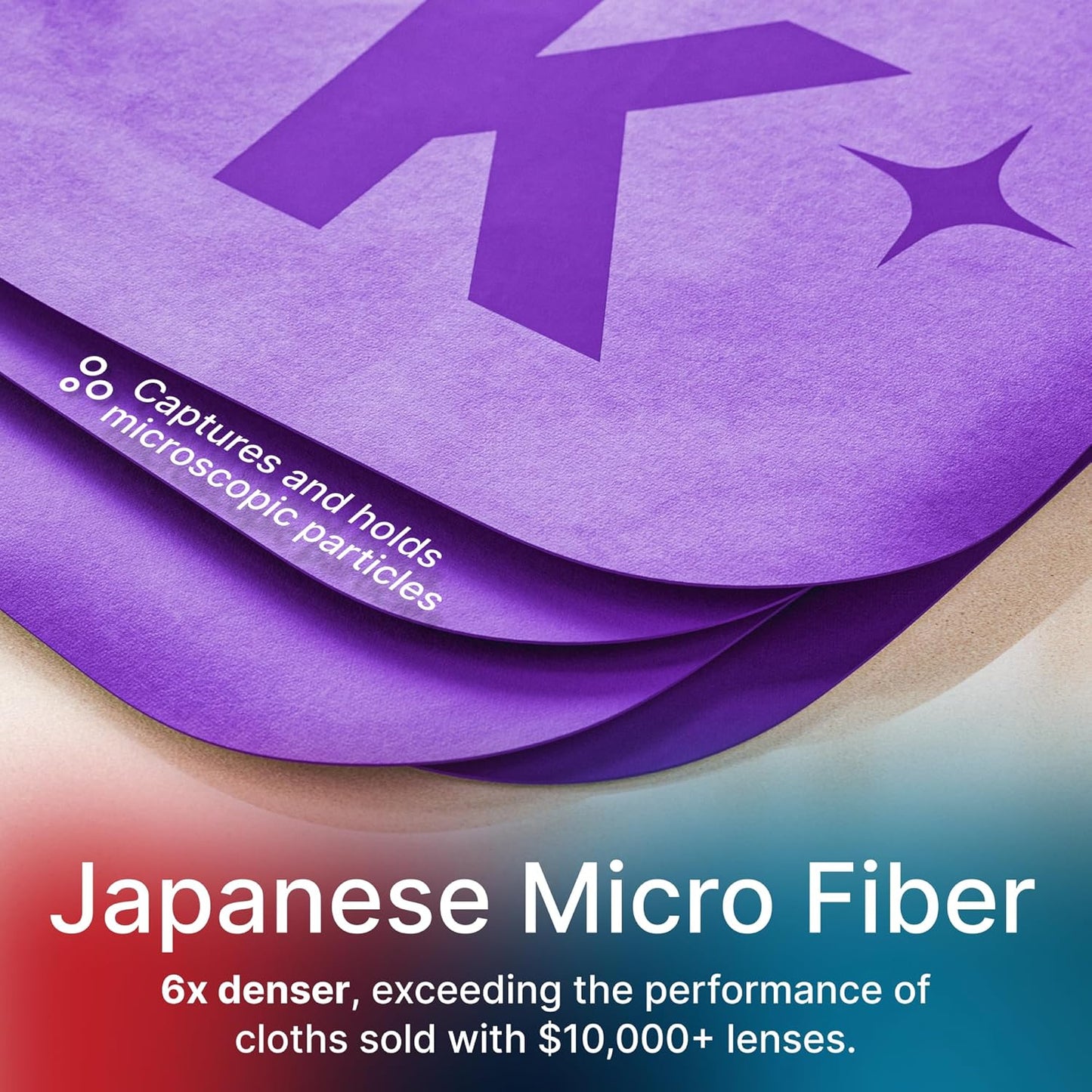 Koala Lens Cleaning Cloth | Japanese Microfiber | Glasses Cleaning Cloths | Eyeglass Lens Cleaner | Eyeglasses, Camera, VR/AR Headset, and Screen Cleaner | Blue & Purple (Pack of 2)