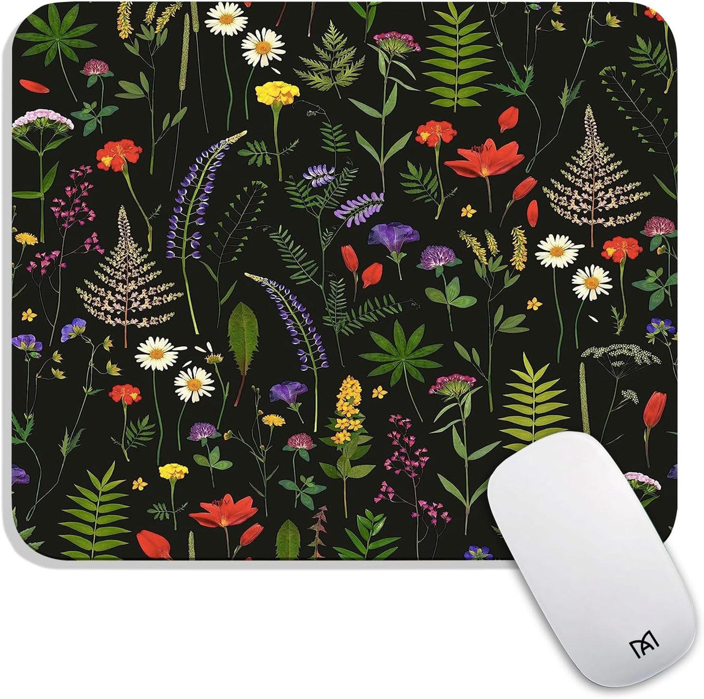 Square Mouse Pad Flowers,Personalized Premium-Textured Custom Mouse Mat Design,Washable Mousepad Cloth,Non-Slip Rubber Base Computer Mouse Pads for Wireless Mouse