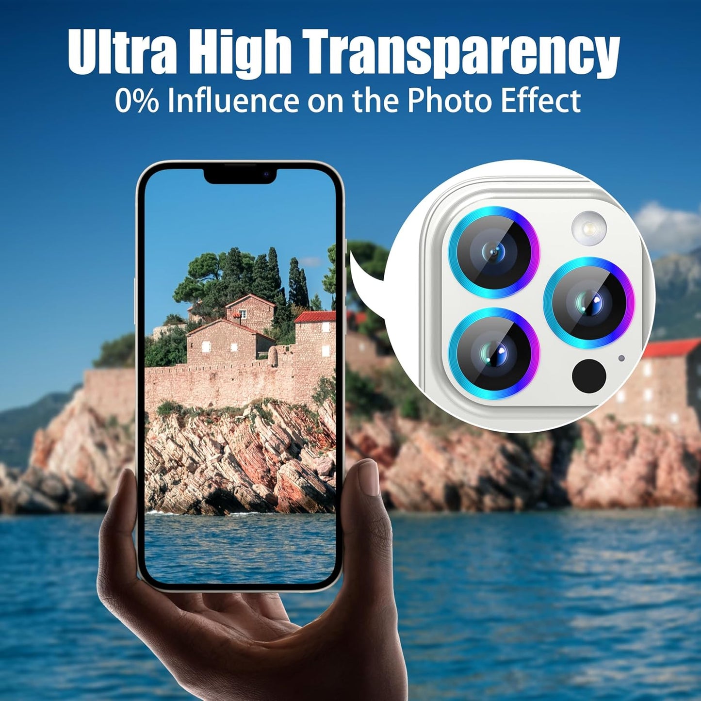 AGVEE 3+3 Camera Lens Protector for iPhone 15 Pro 6.1" / 15 Pro Max 6.7", Brushed Metal Ring 9H Tempered HD Glass Camera Protector Cover Film, Pink