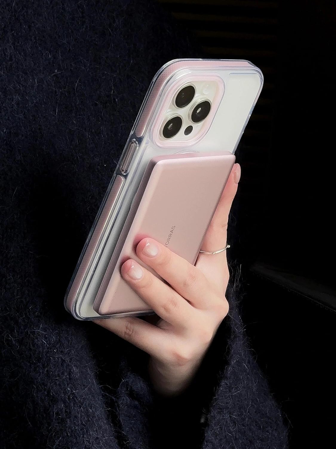 TORRAS MiniMag Power Bank, Ultra Slim 5,000mAh Wireless Portable Charger with USB-C Cable, Fast Charging Magnetic Battery Pack, Magsafe-Compatible for iPhone 16/15/14/13/12, Azalea Pink