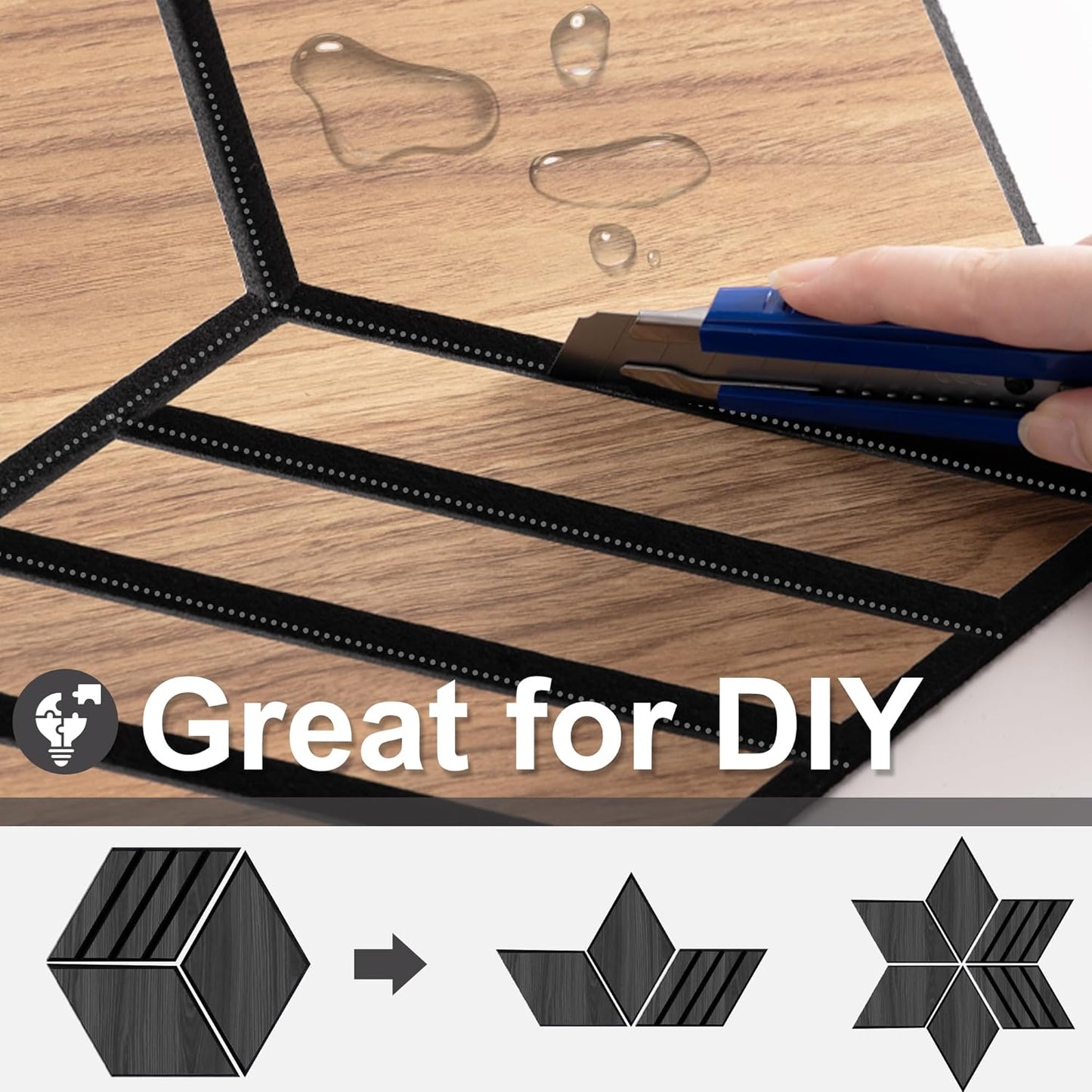 Mollywell Hexagon Acoustic Panels, Black Oak TH4, 14x12x0.4 Inch, 12 Pack |Wood Veneer|High Density Sound Proofing Wall Panels|Self Adhesive Sound Dampening Felt Wall Tiles|Home Theater|Gaming Room|