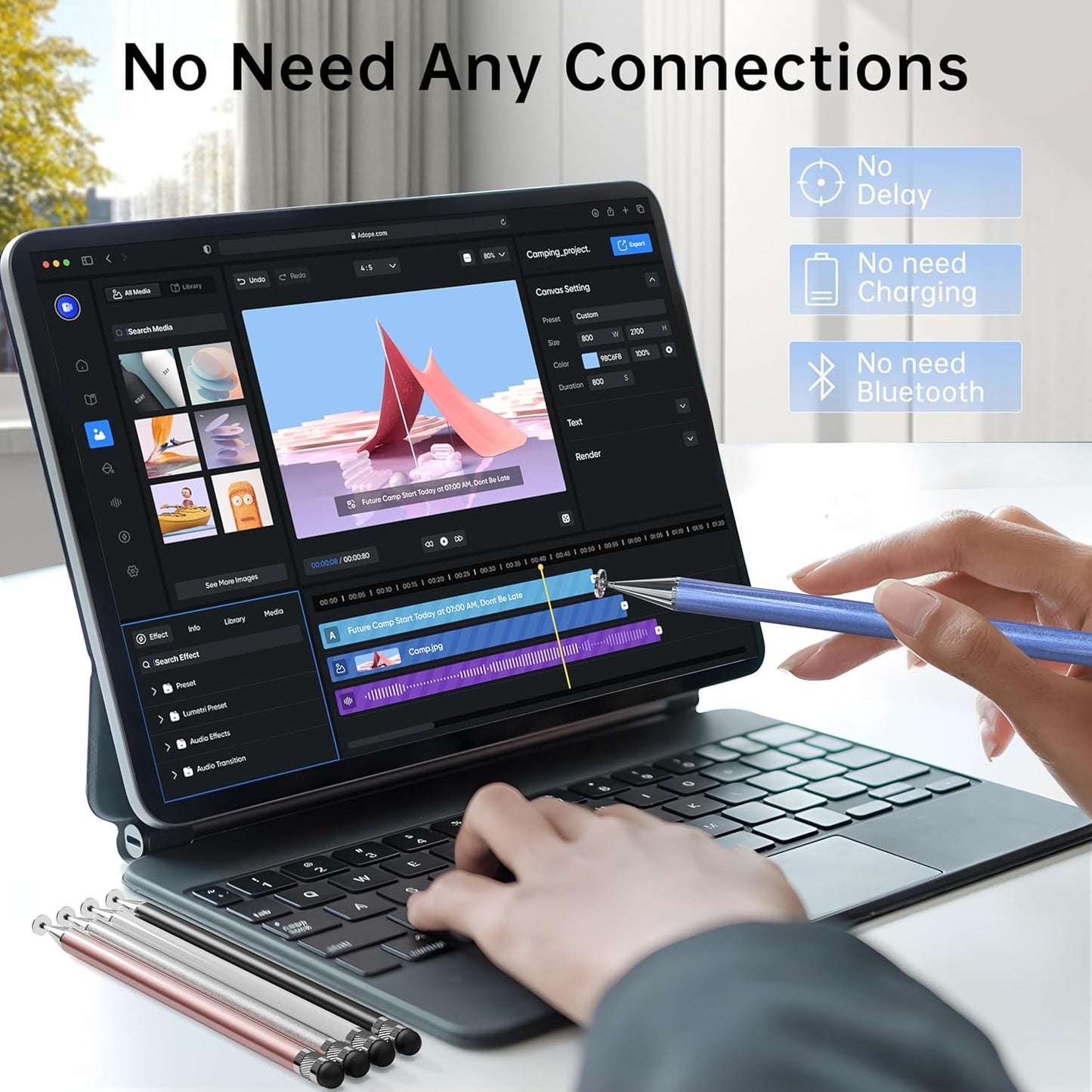 Stylus (10 Pcs),2-in-1 Stylus Pen for Touch Screen,High Precision and Sensitivity,Suitable for iPhone/ipad/Android Tablets,Compatible with All Touch Screens (Silver/Blue/Rose Gold/White/Black)