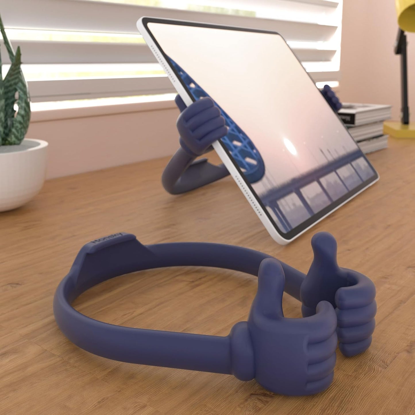 Honsky Thumbs Up Tablet Stand,Portable Monitor Stand Holder for Desktop,Tablet Display Stands Holder, Stand for Desk Universal Cute,Blue Deep