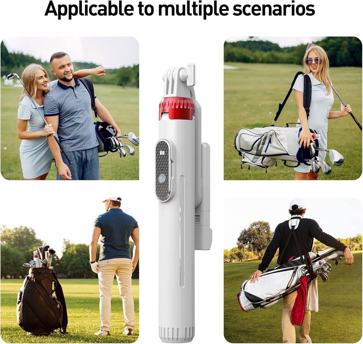 62" Phone Tripod & Selfie Stick for Golf Training, Extendable Cell Phone Tripod Stand with Wireless Remote and iPhone Holder, Golf Training Aid - Compatible with iPhone Android (White)