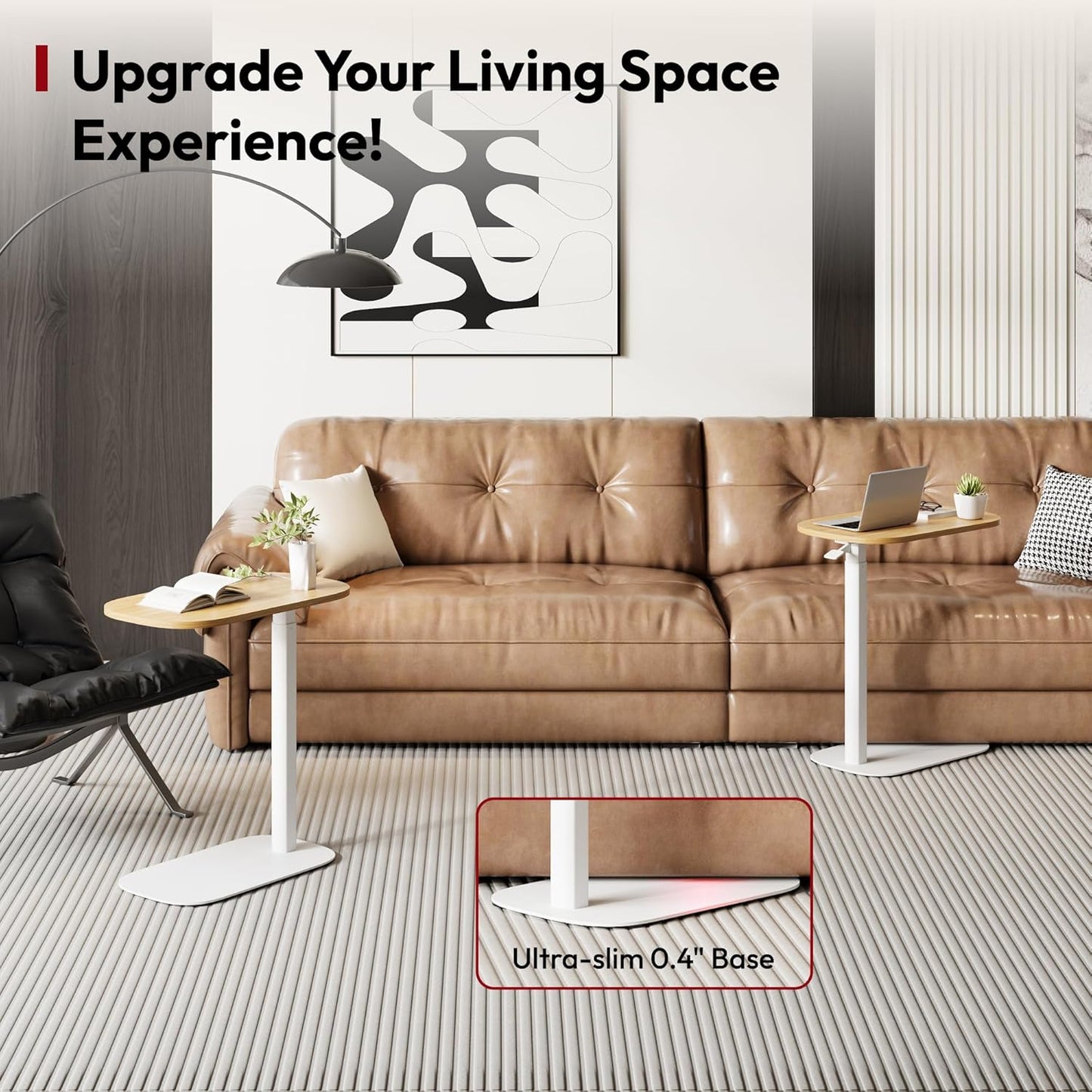 SANODESK Adjustable Overbed Bedside Table Pneumatic Adjustable Height Laptop Computer Standing Desk Cart with Tray, Hospital and Home Use(23.6" W x 13.8" D,Maple)