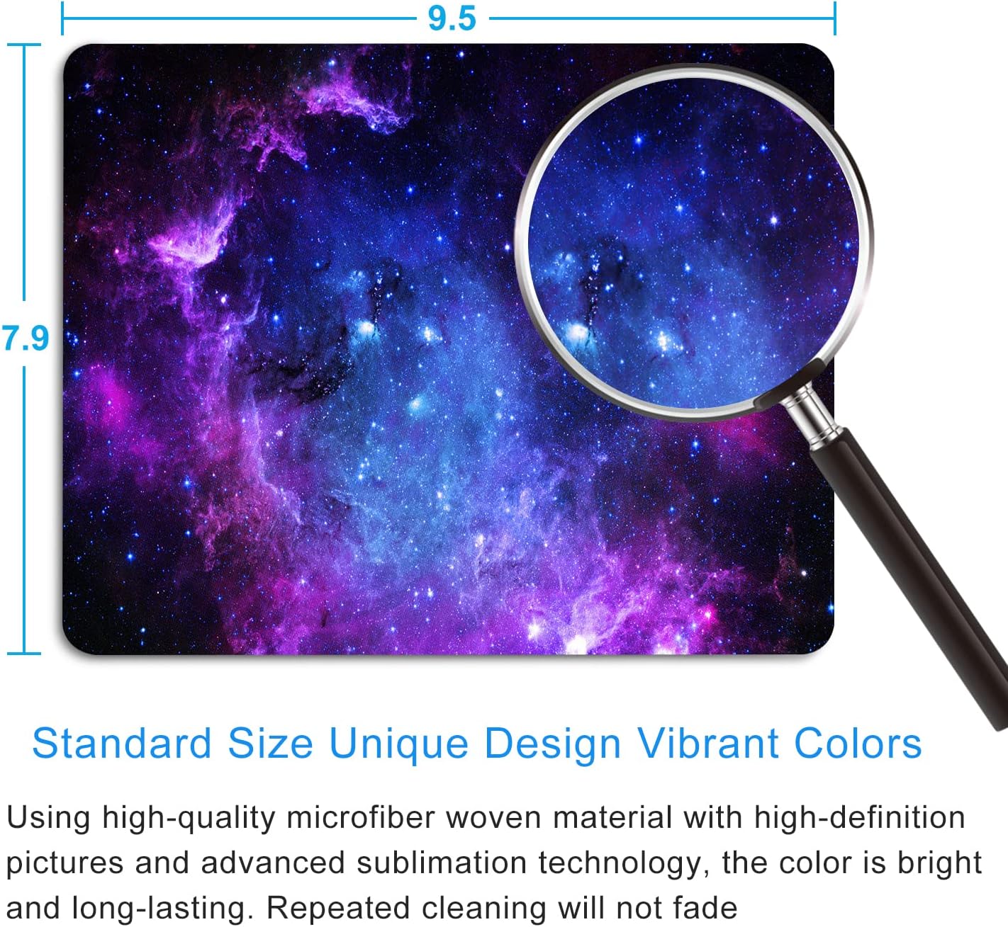 Purple Galaxy Mouse pad, Small Personalized Nebula Design Washable Rubber Mouse pad 9.5 X 7.9 inches