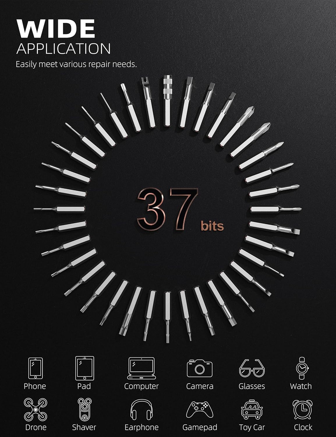 iFu Mini Electric Screwdriver, 42 in 1 Precision Screwdriver Set – Small Cordless Power Screwdriver with LED Light & 37 Magnetic Bits, Repair Tool for Phone Laptop Camera Watch Computer