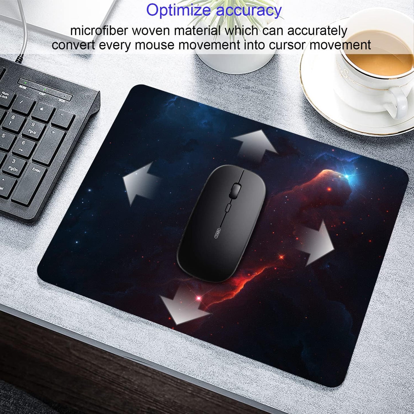 Space Galaxy Mouse Pad Personalized Design Customized Square Office Rubber Mouse Pad 9.5x7.9 Inch