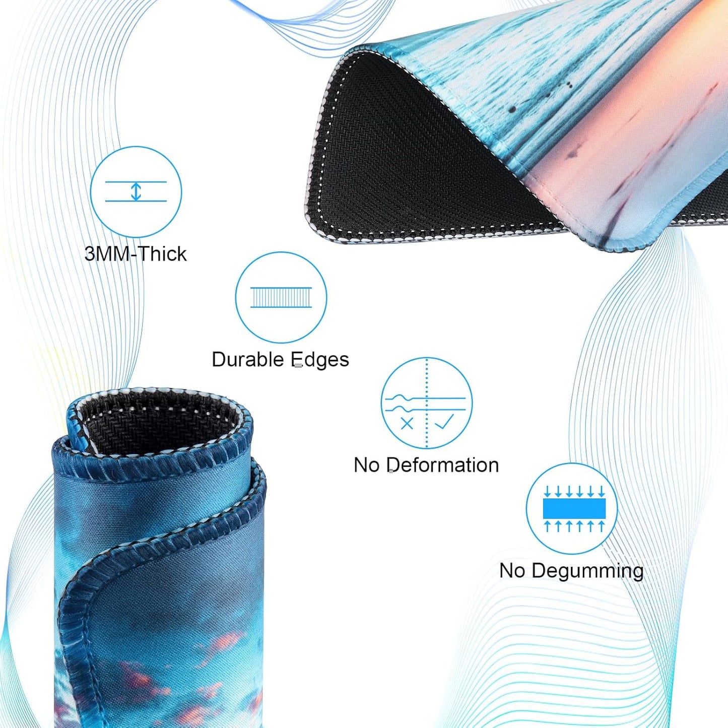 3 Pack Small Mouse pad Beach Square Mouse Mat for Wireless Mouse Office Computer Mousepad for Desk Mat Laptop with Non-Slip Rubber Base (Sea)