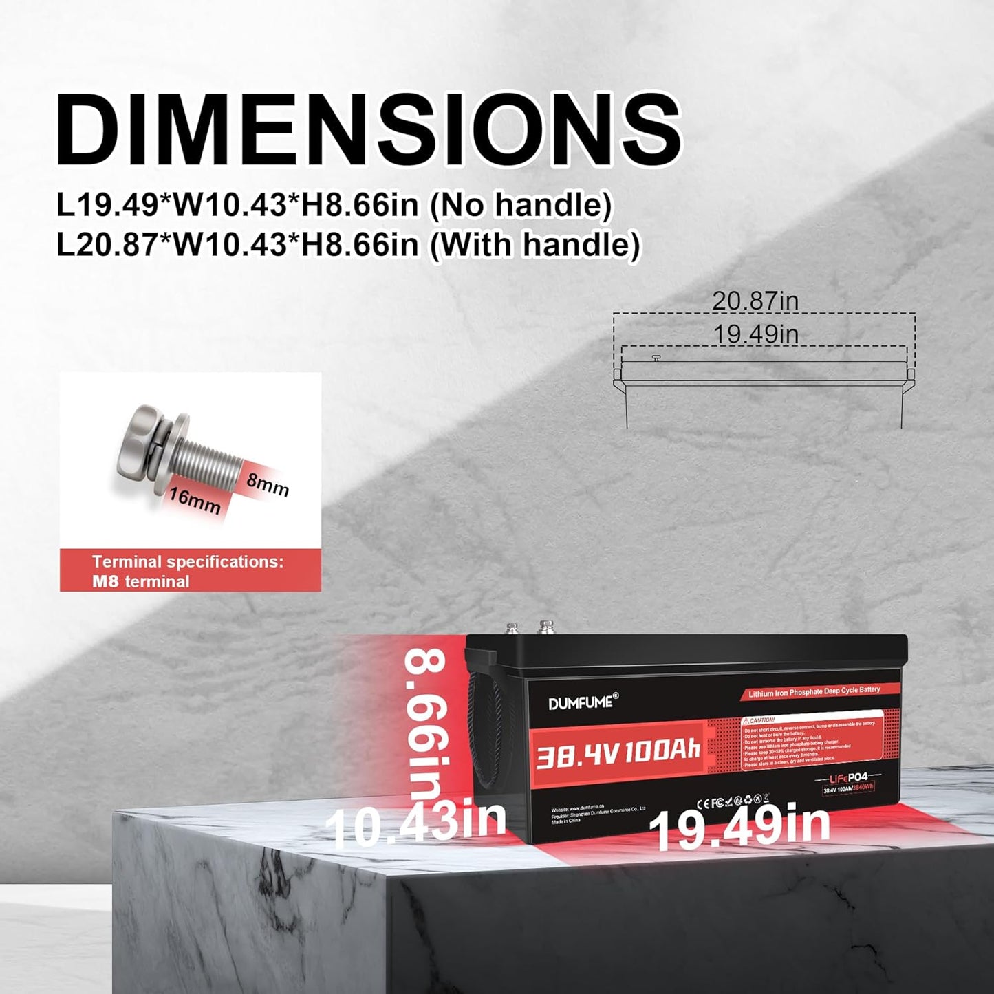 38.4V(36V) 100Ah LiFePO4 Lithium Golf Cart Battery,Built-in 200A BMS & 15000 Cycles,5kW Motor Support,High Energy Density,Maintenance-Free for Golf Carts/Utility Vehicles/RV Backup Power
