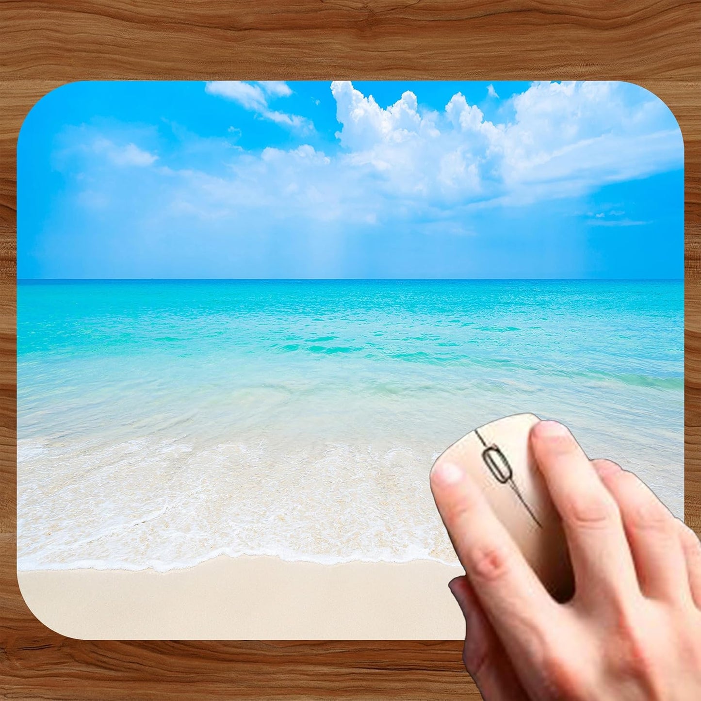 Coastal Shoreline Waves Sandy Beach Theme Mouse Pad Mat Mousepad for Desk Computer Laptop PC Gaming Home or Office Gift (Ocean MP37)