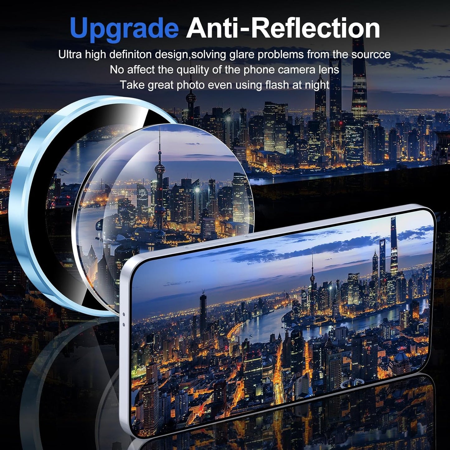for Samsung Galaxy S25 Plus Camera Lens Protector, Individual Metal Ring Tempered Glass Lens Cover, [Strong Adsorption] Scratch Resistant Ultra-Thin HD Clear Lens Cover, 1 Set-Blue Ring