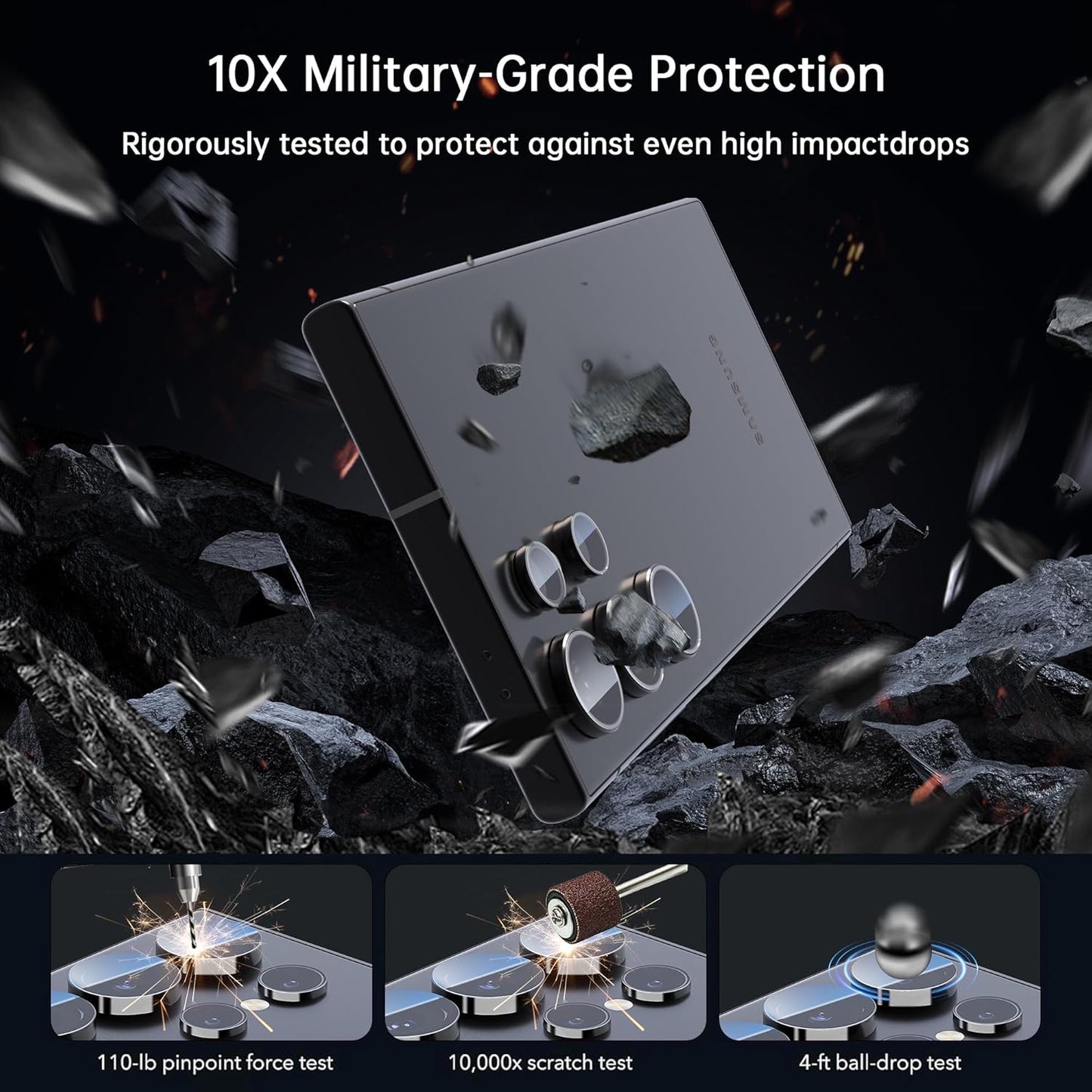For Samsung Galaxy S25 Ultra Camera Lens Protector, Individual Lens Protector, Ultra HD 9H Tempered Glass Screen Protective Cover, Anti-scratch, Military Grade Drop Protection 2 Set. (Titanium Black, S25 Ultra)