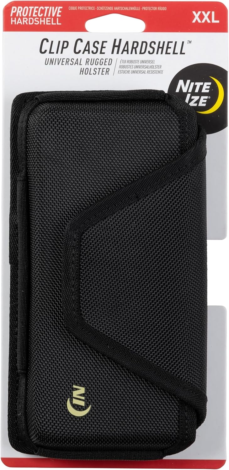 Nite Ize Clip Case Hardshell Universal Rugged Holster - Holster for Men's & Women's Belts - Utility Belt Pouch - Phone Accessories - Cell Phone Pouch - XX-Large, Black