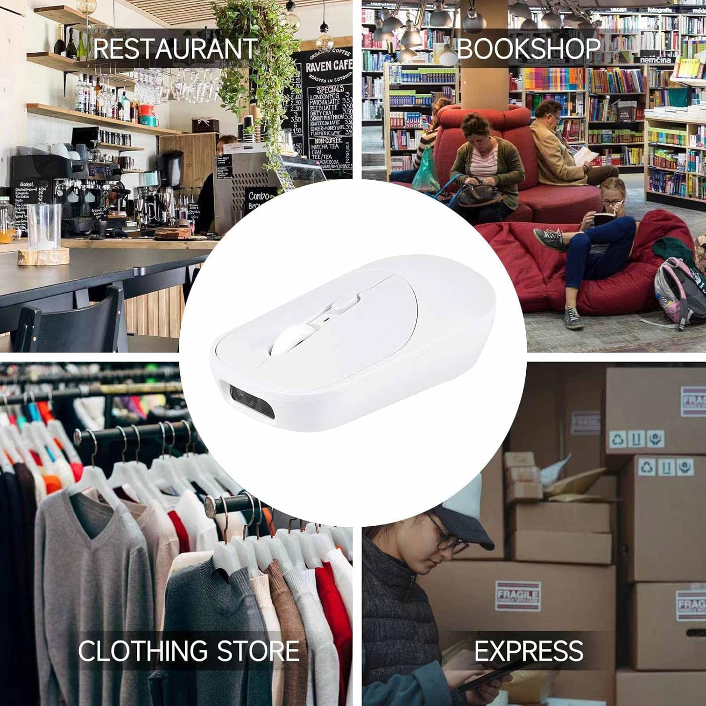 New Wireless Mouse Barcode Scanner, 2-in-1 Design 2D Handheld Barcode Scanner with Wireless Mouse Functions for POS System,Store,Supermarket, Warehouse.(White)