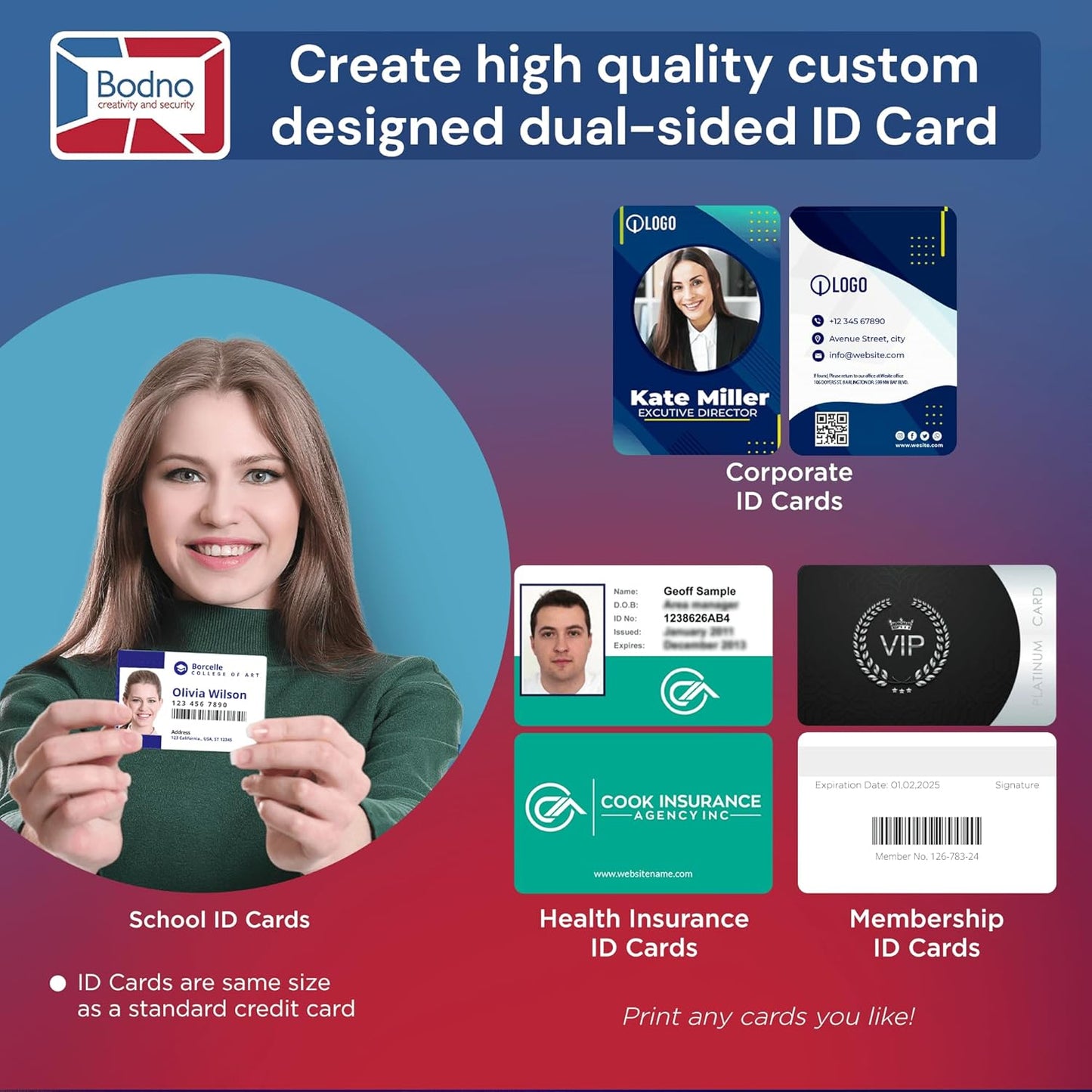 Bodno Magicard 300 Dual Sided ID Card Printer & Complete Supplies Package ID Software - Bronze Edition