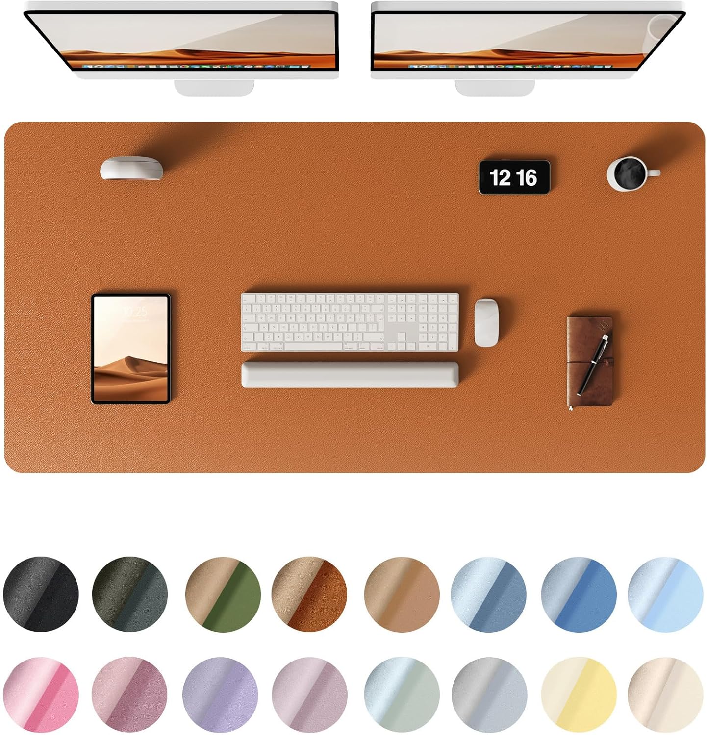 YSAGi Leather Desk Protector, Office Mat, Large Mouse Mat, Non-Slip PU Leather Blotter, Laptop Desk Pad, Waterproof Writing Pad for Office and Home (Brown, 47.2" x 23.6")