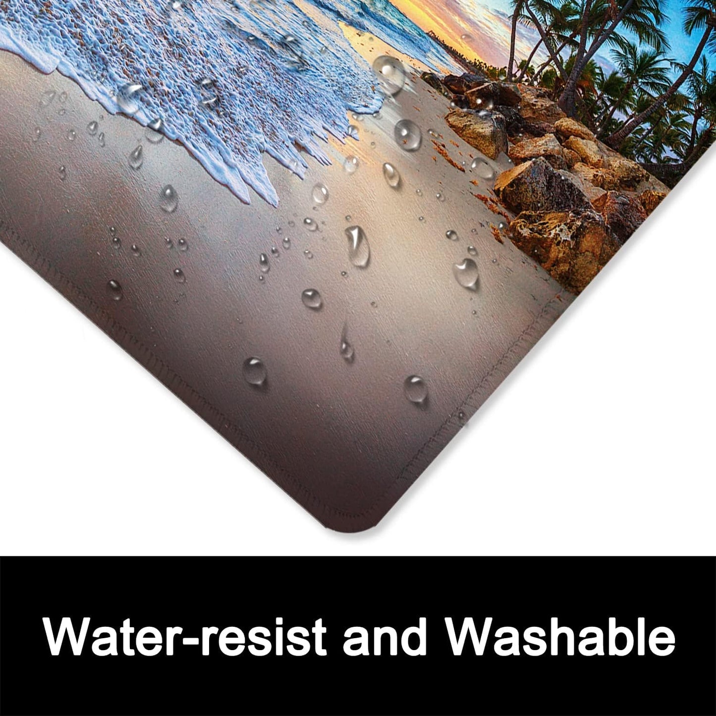 ITNRSIIET Mouse Pad with Stitched Edge Premium Textured Smooth Precise Operation Waterproof Washable Non-Slip Rubber Base Desktop Protection Mat, 10.2×8.3×0.12 inches, Beach