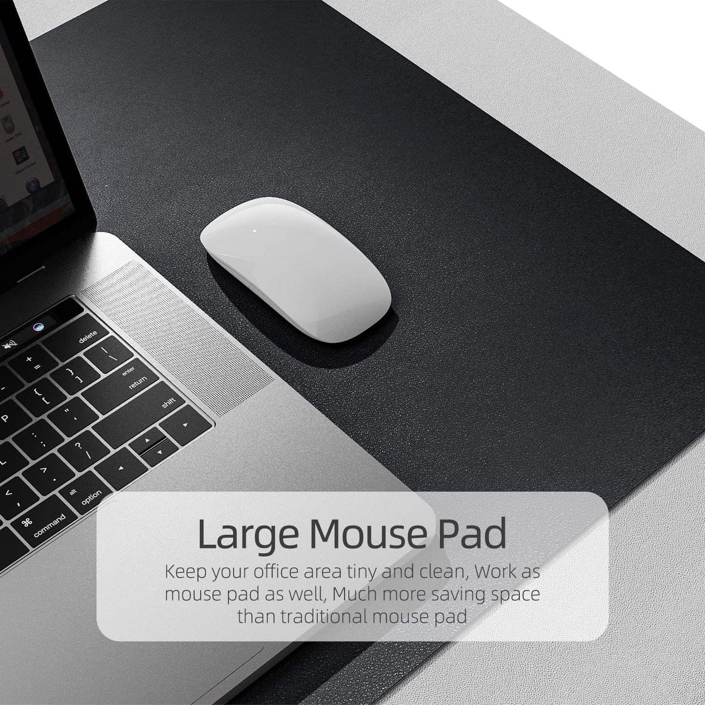YSAGi Dual-Sided Desk Pad Protector, Waterproof Leather Desk Mat, Large Mouse Pad, Office Desk Pad Writing Pad (31.5" x 15.7", Black+Grey)