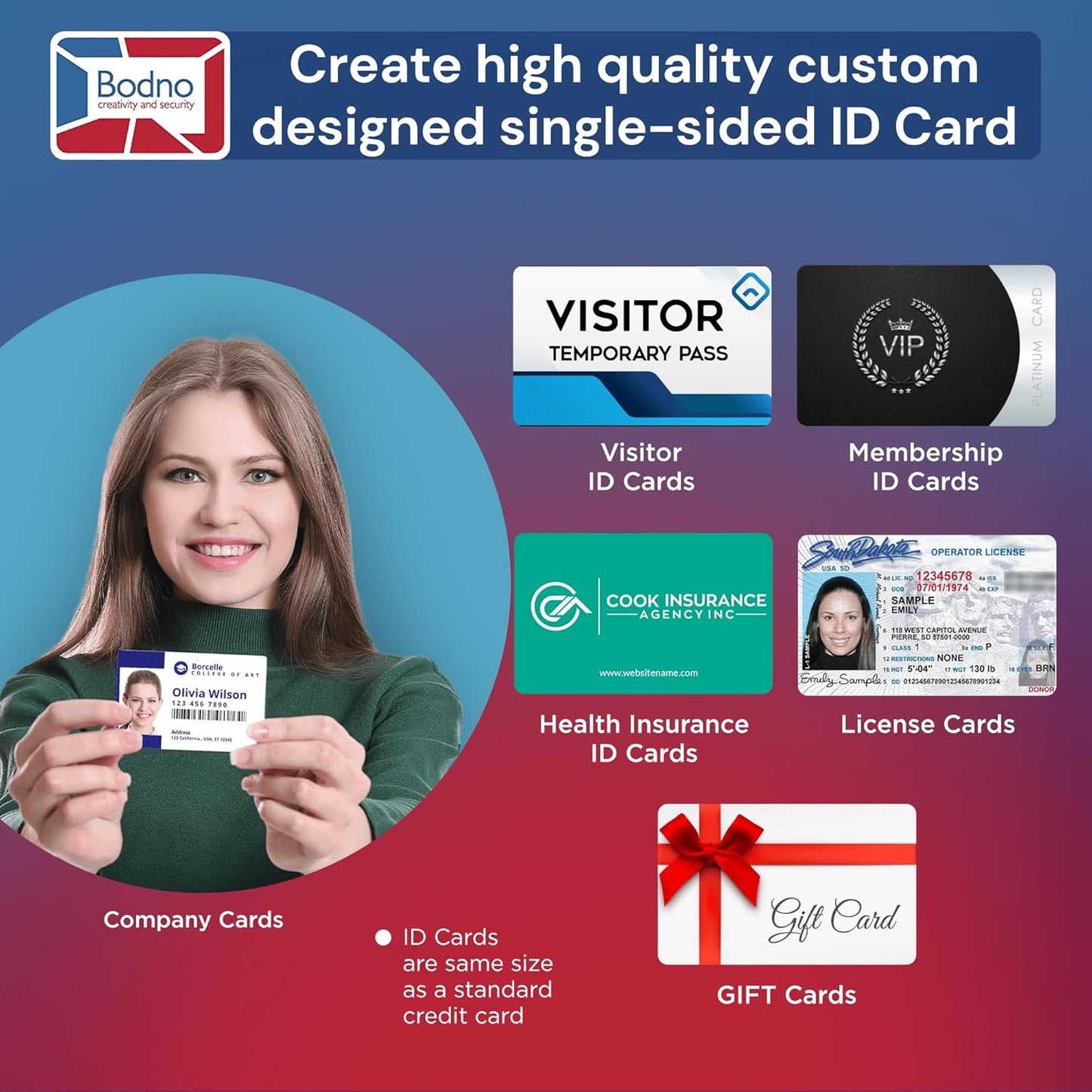 Bodno Magicard 600 Single Sided ID Card Printer & Complete Supplies Package ID Software - Bronze Edition