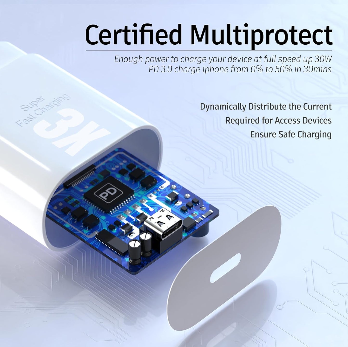 Phone 15 16 Charger, 30W Super Fast Charging, USB C Block Type C Cable Cord [ 6.6ft + 10ft ] for iPhone 16,16 Plus,16 Pro,16 Pro Max, iPhone15, iPad Pro 12.9/11, Galaxy S25, S24,S23-2Pack