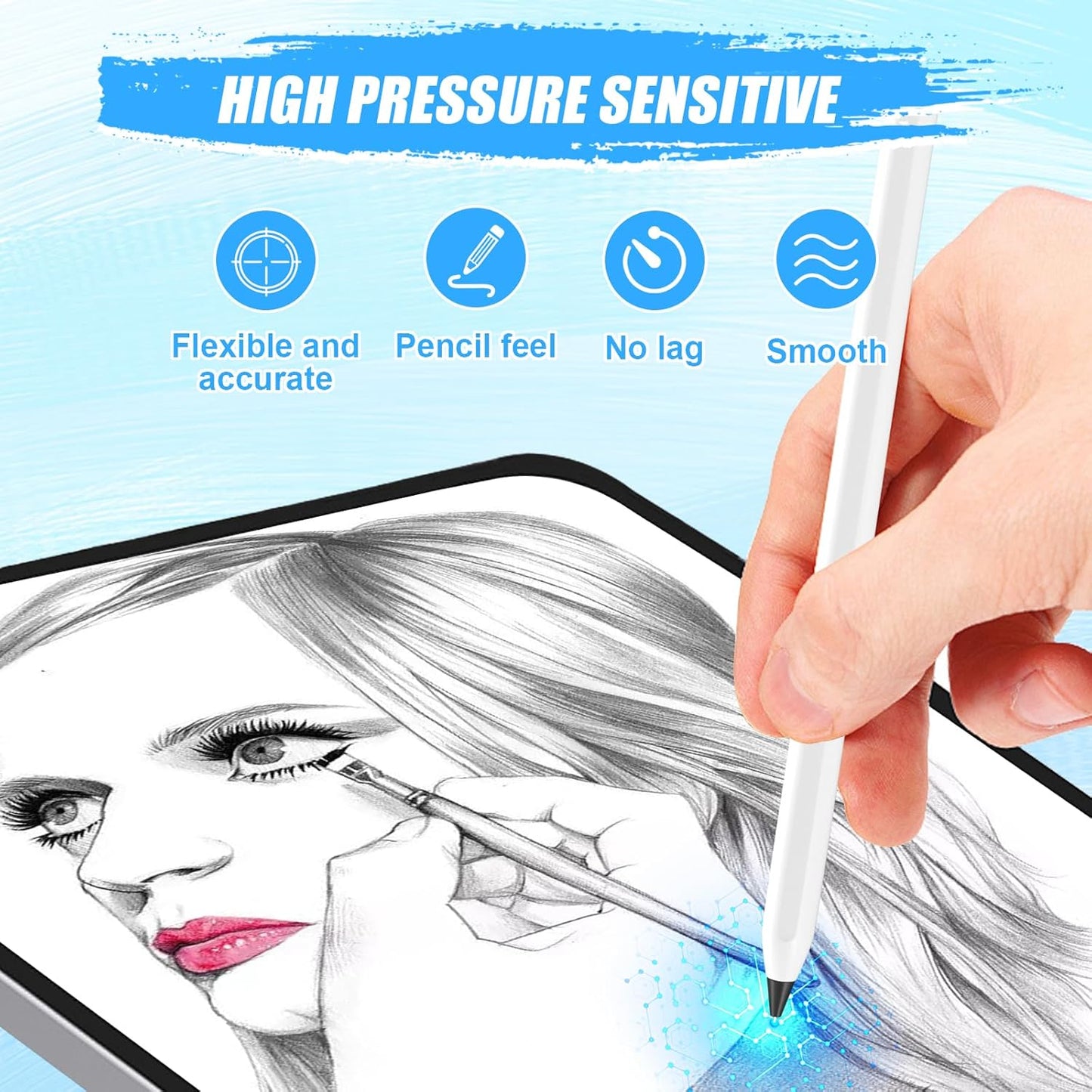 Upgraded Pencil Tips fits for Apple 2nd 1st Gen iPad Pro Pencil,0.78mm No Wear Out Fine Point Precise Control Apple Pen Tip,Longer Tips High Strength Material,Black